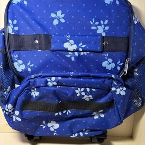Blue and White Floral Backpack Cooler